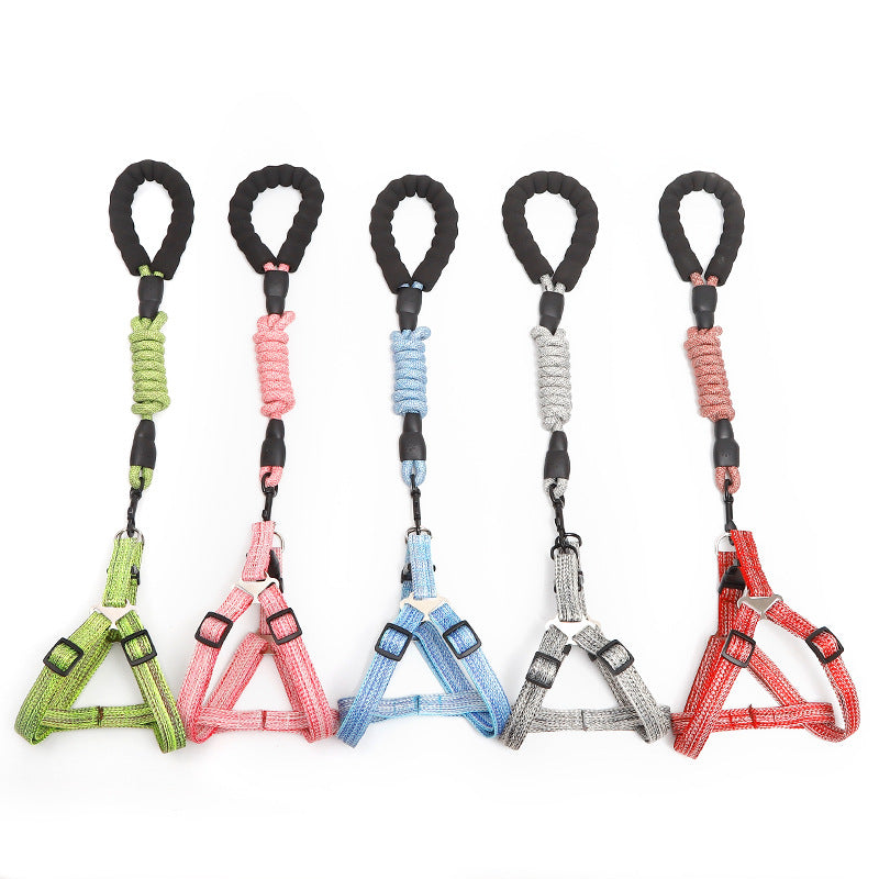 Adjustable Explosion-Proof Chest Strap Dog Leash Plain Linen Round Rope Pet Leash