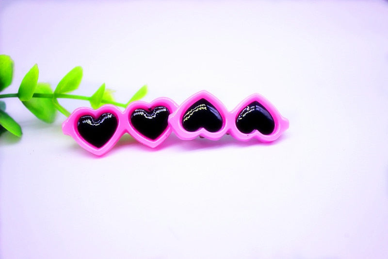 2pcs/1pair Fashion Style Pet Dog Hair Bows Dog Accessories Love Glasses Pet Dog Cat Hair Hairpin pet Accessories Products