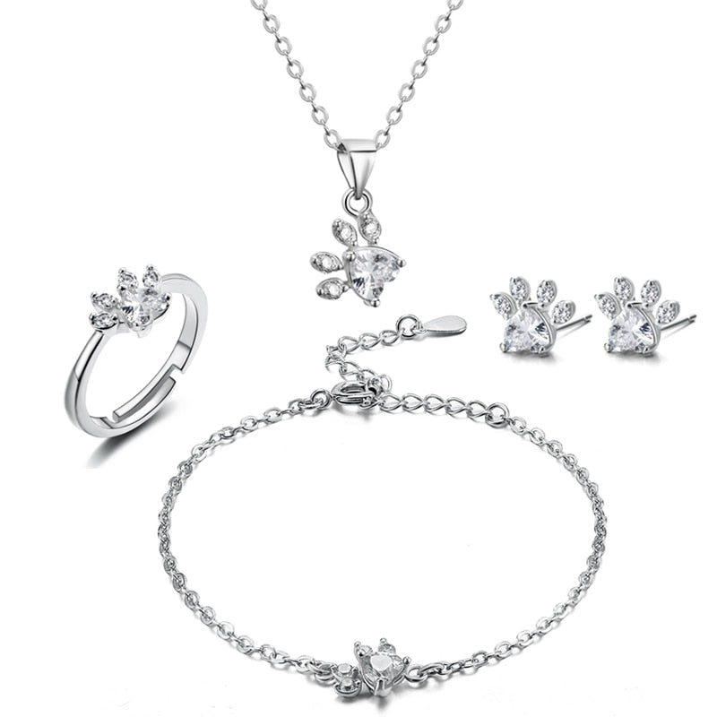 Ensemble de 4 Bijoux en forme de patte de Chat et de Chien