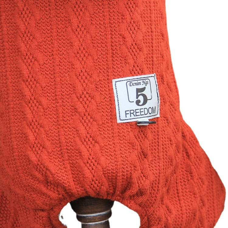 Manteau Tricoté à Oreilles de Lapin pour Chien - Vêtement Chaud 4 Pattes en Coton