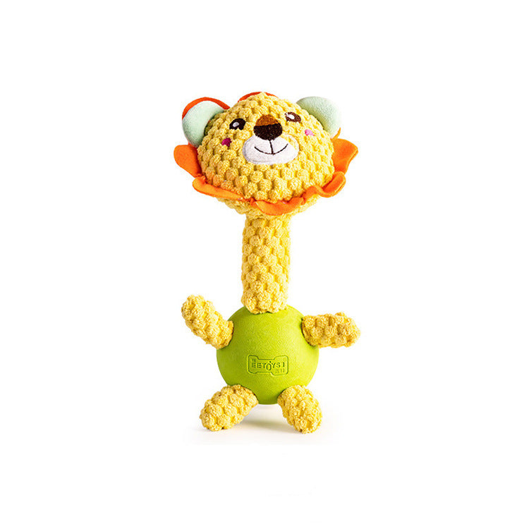 Cloth velvet rubber rabbit lion interactive voice ball grinding animal series interactive dog toys