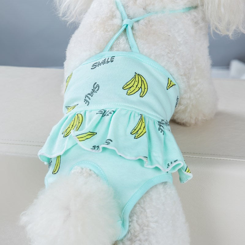 New Pet Physiological Pants Banana Print Strap Small Dog Bitches Hygiene Pants Dog Menstrual Pants
