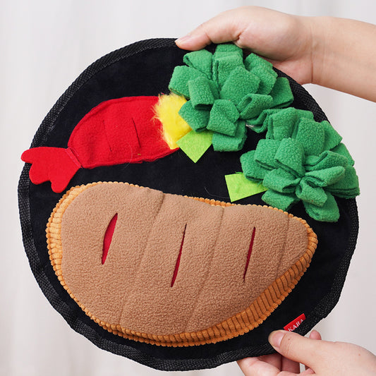 Tapis de Fouille Steak & Hamburger - Jeu Olfactif Anti-Stress pour Chien & Chat