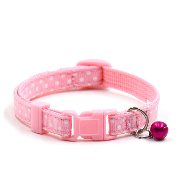Collier Ajustable à Pois avec Clochette - Pour Chiots, Chats et Petits Chiens - 6 Couleurs