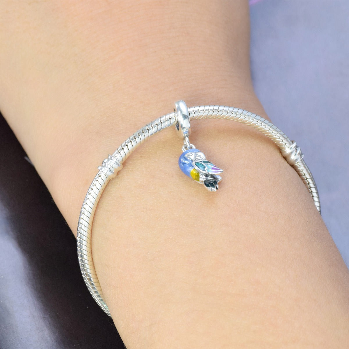 925 sterling silver parrot bracelet pendant accessories DIY cute bird charm necklace beaded jewelry