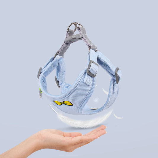 Dog Leash Embroidered Vest Puppy Strap Corduroy Pet Chest Strap Dog Leash