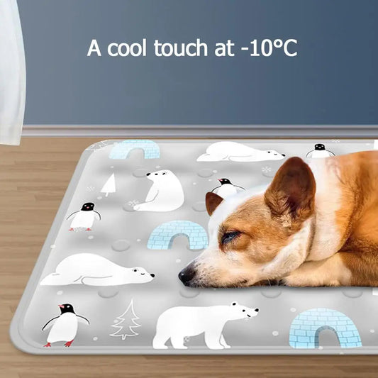 Tapis Rafraîchissant Gel Ice Pad Ours Polaire - Confort Estival pour Chiens et Chats