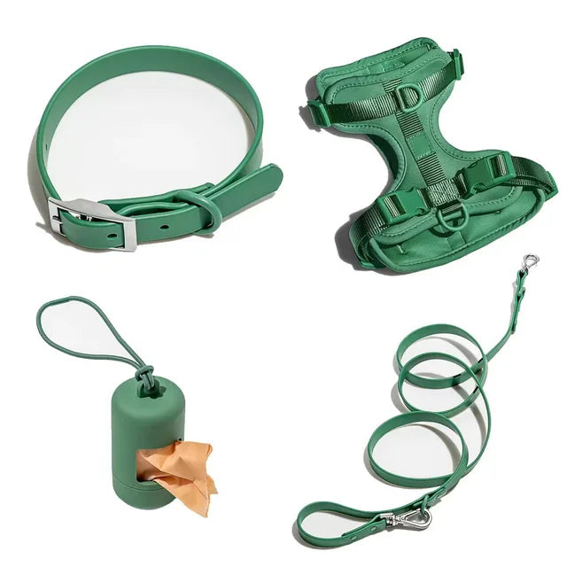 Ensemble Harnais, Distributeur, Laisse et Collier - Imperméables - Vert