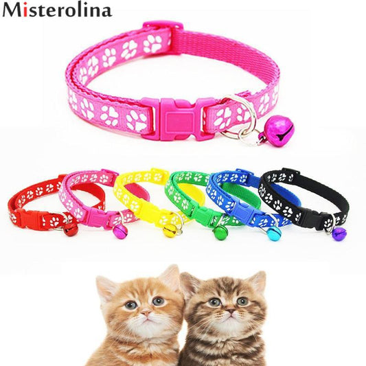 Collier de sécurité en nylon pour chien, chiot, chat, réglable, avec clochette