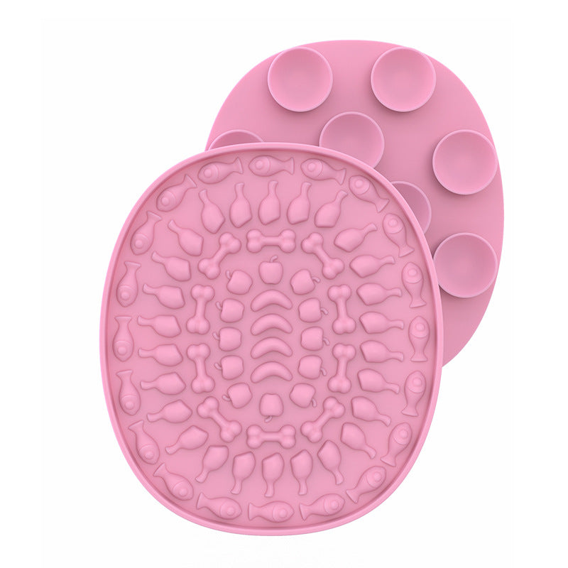 Tapis de léchage Ovale en silicone avec ventouses