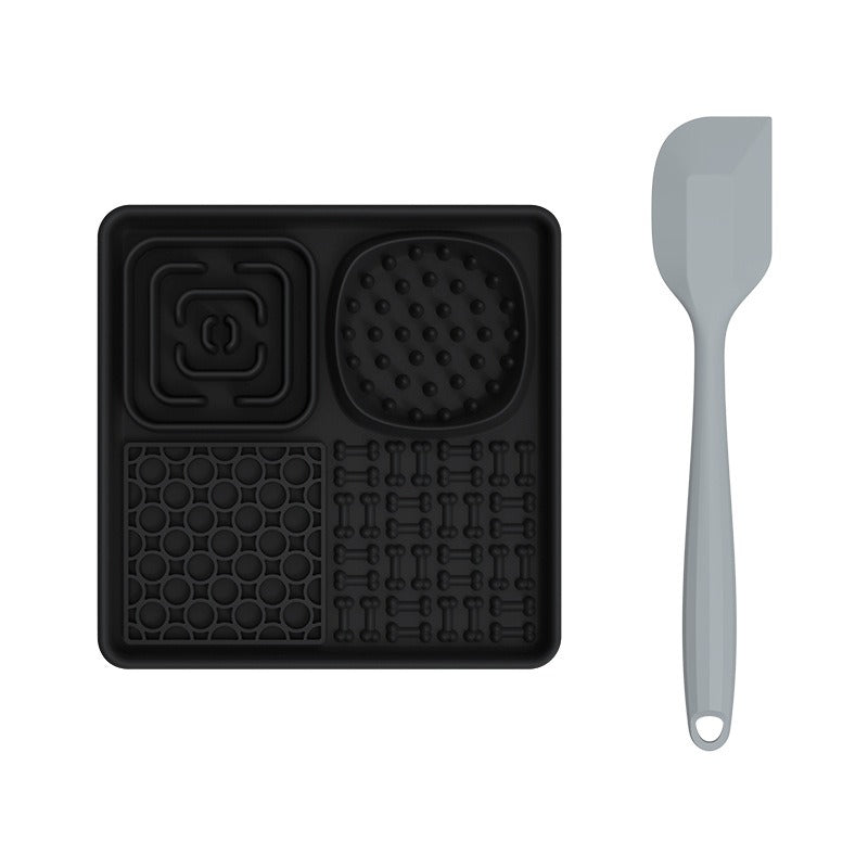 Tapis de léchage multi-surfaces + Spatule Plateau plaisirs avec ventouses 8''x 8''et 12''x 8''