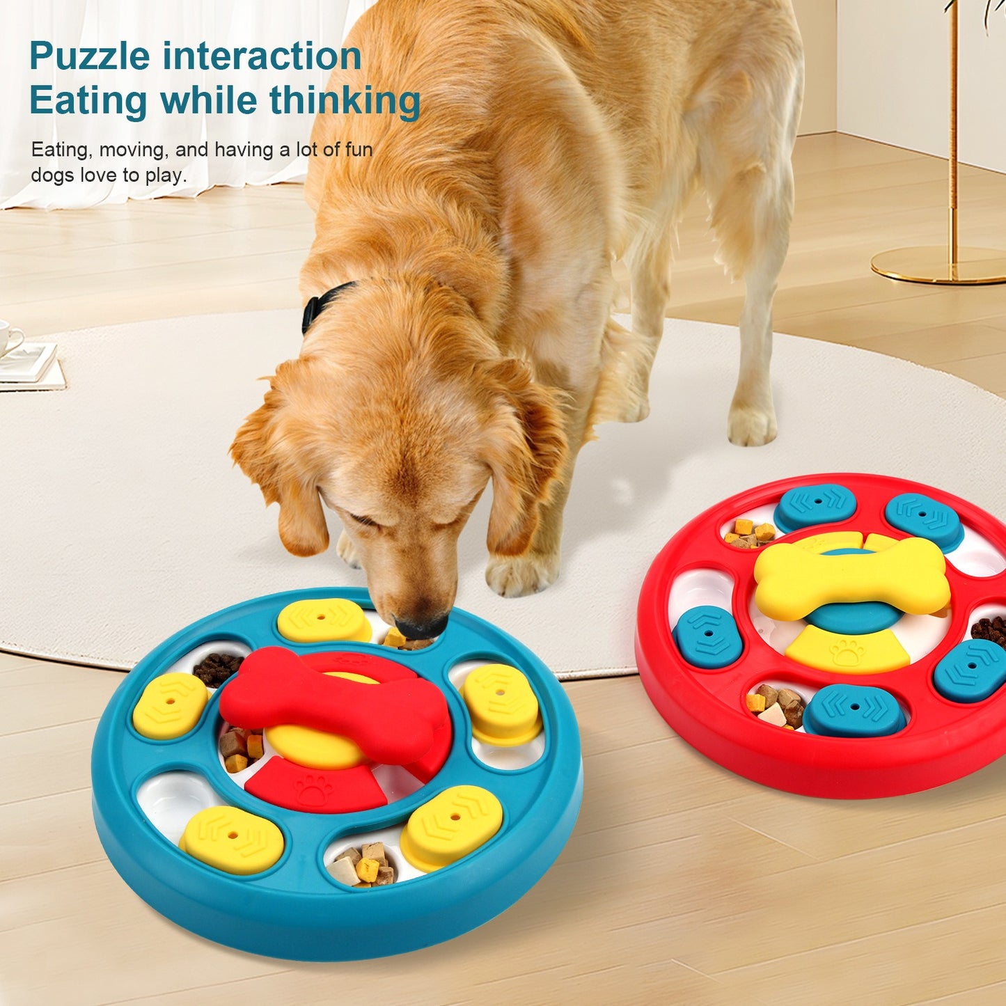 Rotating feeding toy slow food bowl dog turntable chew resistant training puzzle dog toy