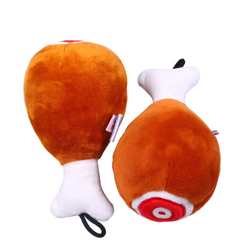 Pet Toy Big Chicken Leg Toy Bite-Resistant Sound Plush Toy Teddy Dog Toy