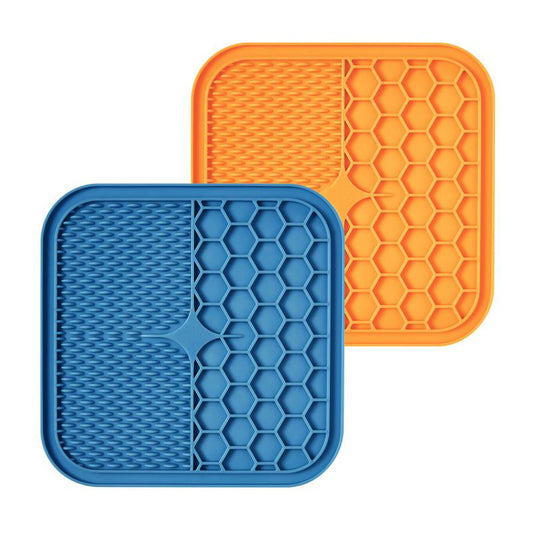 Ensemble de 2 Tapis de léchage Carré + Spatule, Multi surfaces en silicone avec ventouses 20cm x 20cm