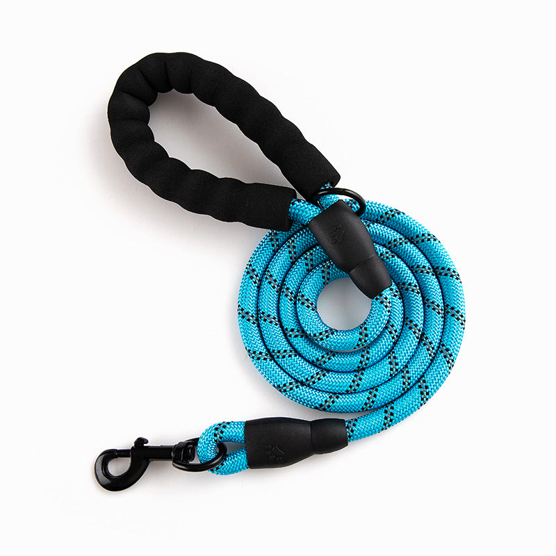 Pet Reflective Leash Nylon Round Rope Anti-Running Foam Handle Leash