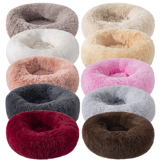 Lit Rond en Peluche Ultra Doux pour Chiens et Chats - 19 Couleurs | Confort Moelleux