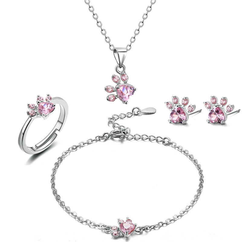 Ensemble de 4 Bijoux en forme de patte de Chat et de Chien