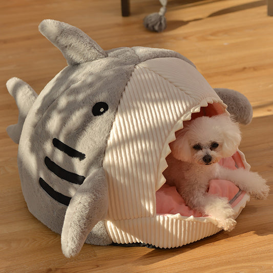 Panier Requin Douillet pour Chat et Petit Chien - Nid Confortable et Chaud