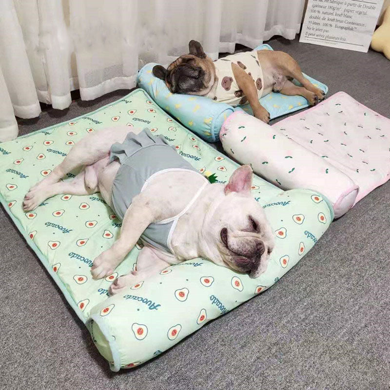 Cat dog pet ice pad summer autumn cooling heatstroke prevention sleeping mat fruit mat non-slip ice silk mat