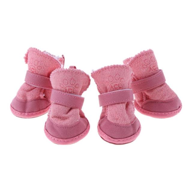 Bottes d'Hiver Peluche pour Chien - Chaudes Imperméables Semelle Caoutchouc Antidérapante