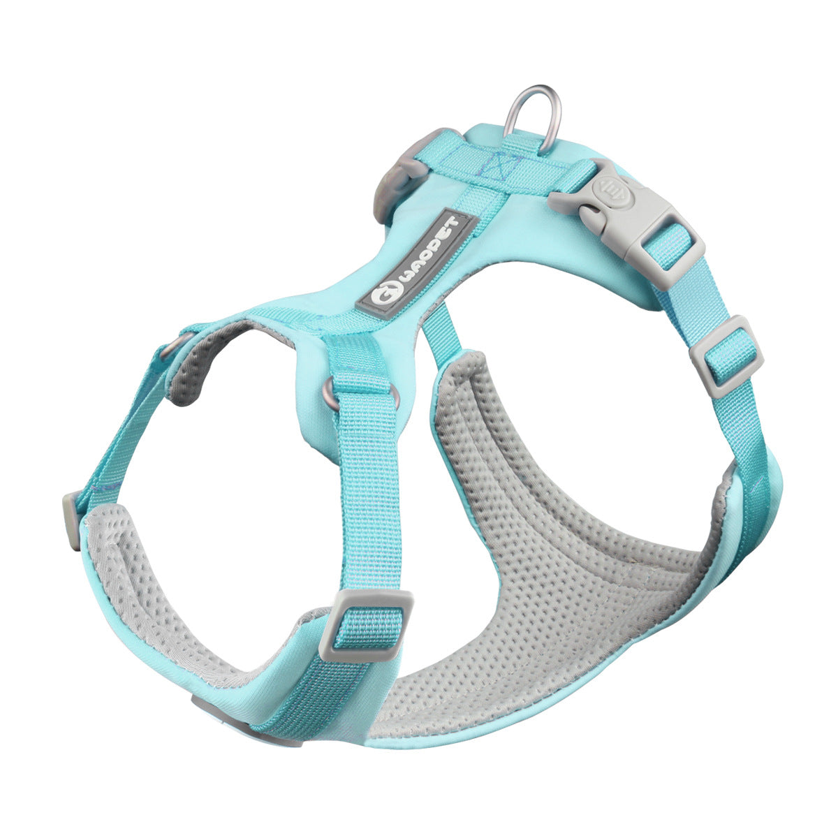 WAOPET - Harnais Anti-Traction en nylon avec bandes réfléchissantes pour Chiens et Chats - Bleu ciel