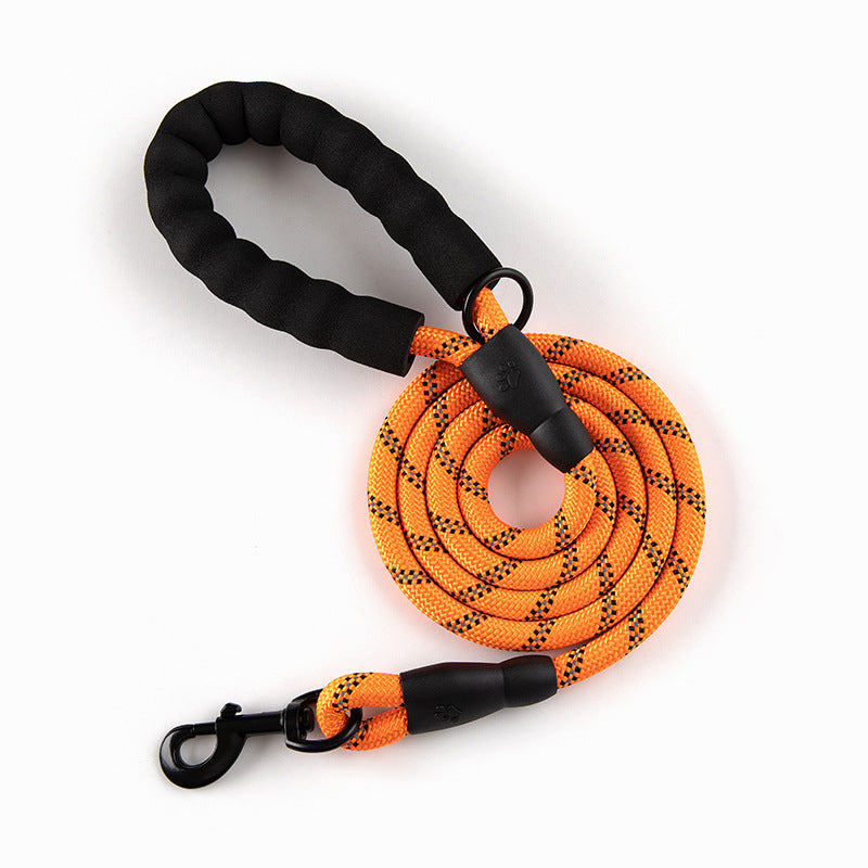 Pet Reflective Leash Nylon Round Rope Anti-Running Foam Handle Leash