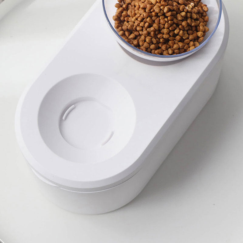 Multifunctional Pet Double Bowl Cat Bowl Dog Bowl Grain Storage Neck Guard Oblique Mouth Double Bowl Pet Food Bowl