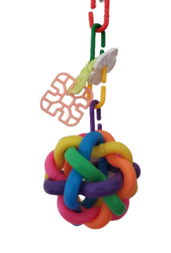 Balle colorée avec chaine amusante à suspendre