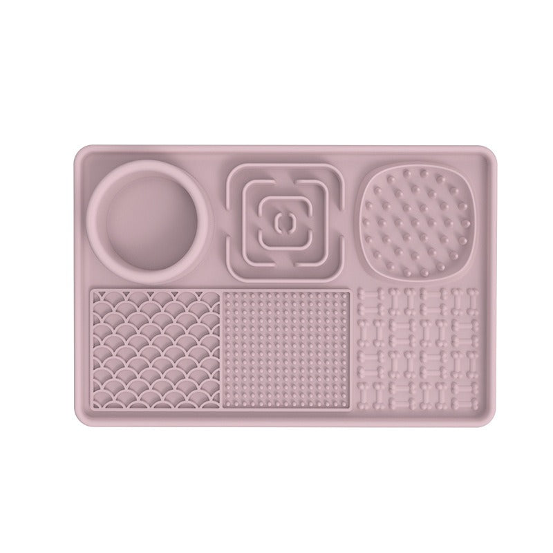 Tapis de léchage multi-surfaces + Spatule Plateau plaisirs avec ventouses 8''x 8''et 12''x 8''