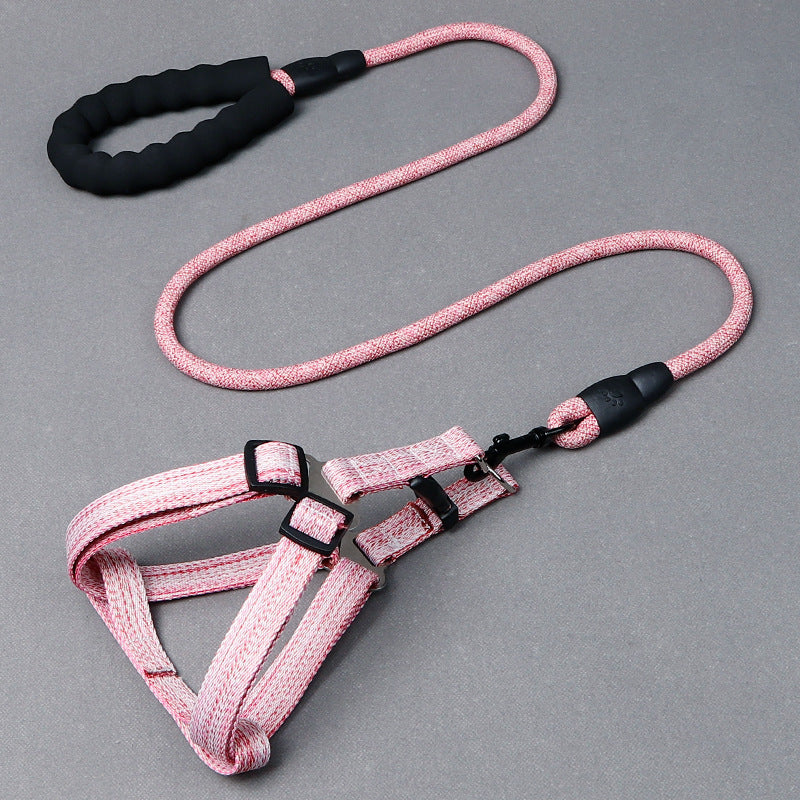 Adjustable Explosion-Proof Chest Strap Dog Leash Plain Linen Round Rope Pet Leash