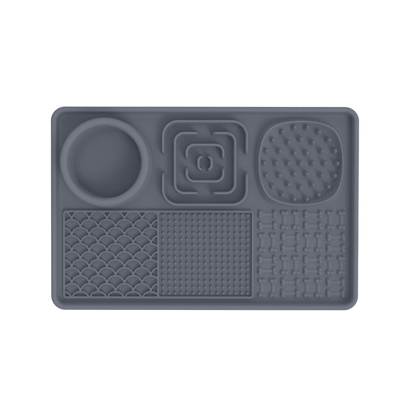 Tapis de léchage multi-surfaces + Spatule Plateau plaisirs avec ventouses 8''x 8''et 12''x 8''