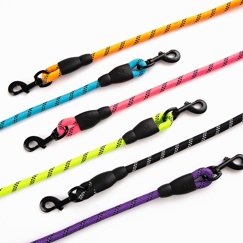 Pet Reflective Leash Nylon Round Rope Anti-Running Foam Handle Leash