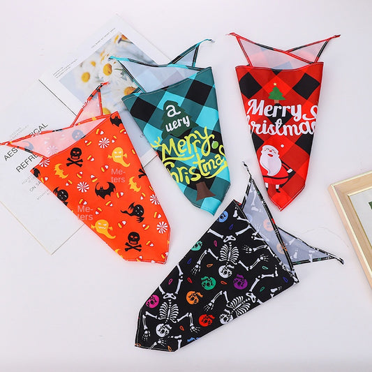 Foulards triangulaires de qualité Halloween et Noel - Pour chiens et chats - 26 modèles