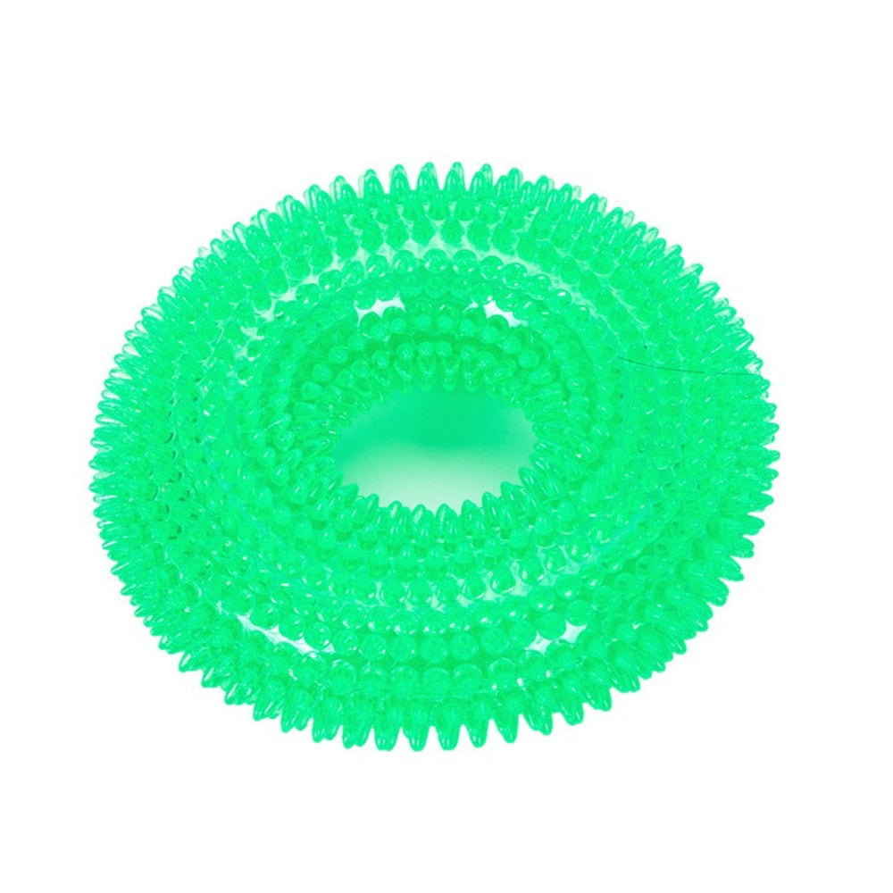 Pet Toys Bite Resistant Sound Toy Ball Chew Teeth Clean Large Dog Golden Retriever Barbed TPR Train Teeth Cleaning Jouet Chien