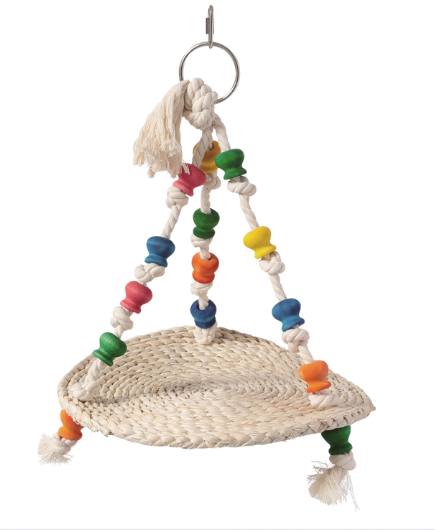 Handmade - Parrot and Parakeet Swing with Corn Husk Mat