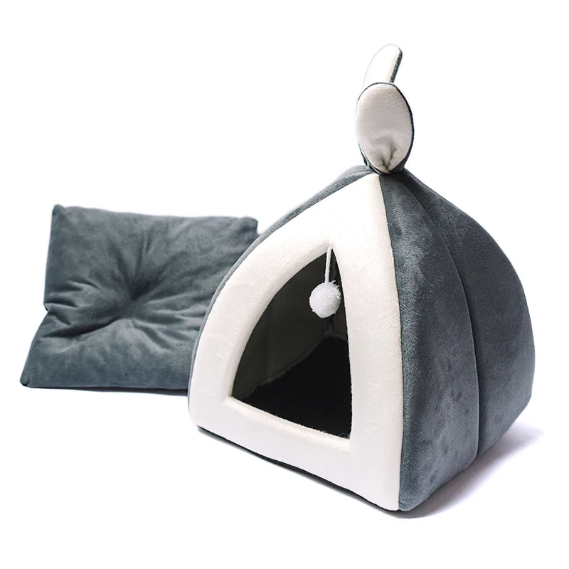Pet Cat House Bed Indoor Kitten mat Warm Small for cats Dogs Nest Collapsible Cat Cave Cute Sleeping Mats Winter Products