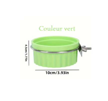 Bol de nourriture/ mangeoire pour Perruches et Perroquets couleur Vert