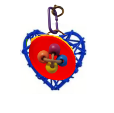 Cœur en Rotin et bouton - Petit jouet de patte et de bec pour Perruche et Perroquet