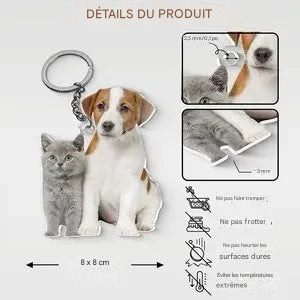Porte-Clés Acrylique Personnalisé avec Photo - Cadeau Unique pour Amoureux de Chiens et Chats