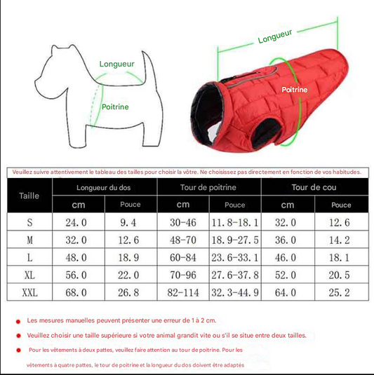 Manteau d'Hiver Imperméable pour Grand Chien - Veste Réversible Réfléchissante et Ajustable