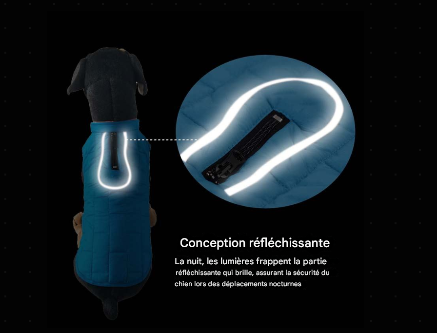 Manteau d'Hiver Imperméable pour Grand Chien - Veste Réversible Réfléchissante et Ajustable