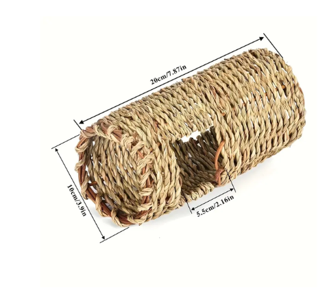 Tunnel/ labyrinthe Étoile en jute tressé à la main pour petits animaux 8'' x 4''