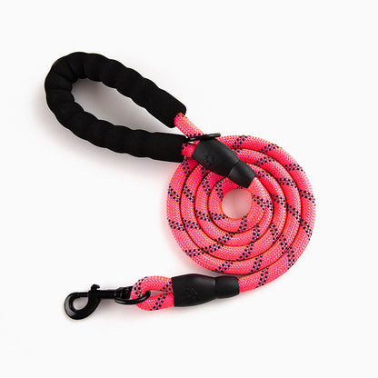 Pet Reflective Leash Nylon Round Rope Anti-Running Foam Handle Leash