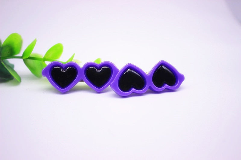 2pcs/1pair Fashion Style Pet Dog Hair Bows Dog Accessories Love Glasses Pet Dog Cat Hair Hairpin pet Accessories Products