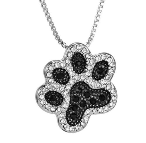 Colliers commémoratifs Patte de Chat et Chien en cristal argenté