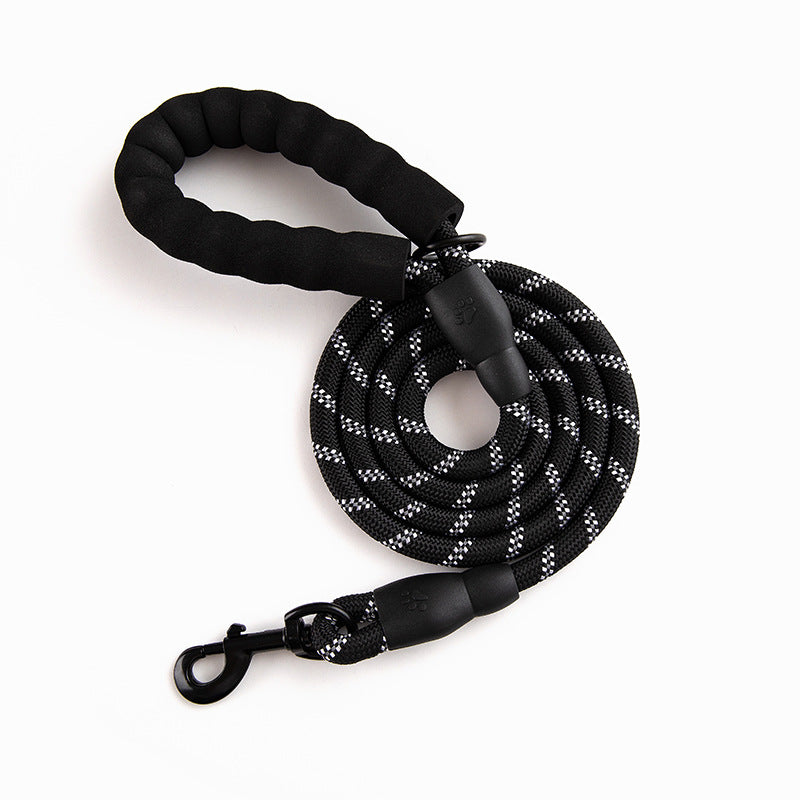 Pet Reflective Leash Nylon Round Rope Anti-Running Foam Handle Leash