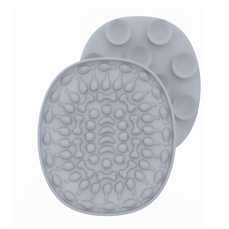 Tapis de léchage Ovale en silicone avec ventouses