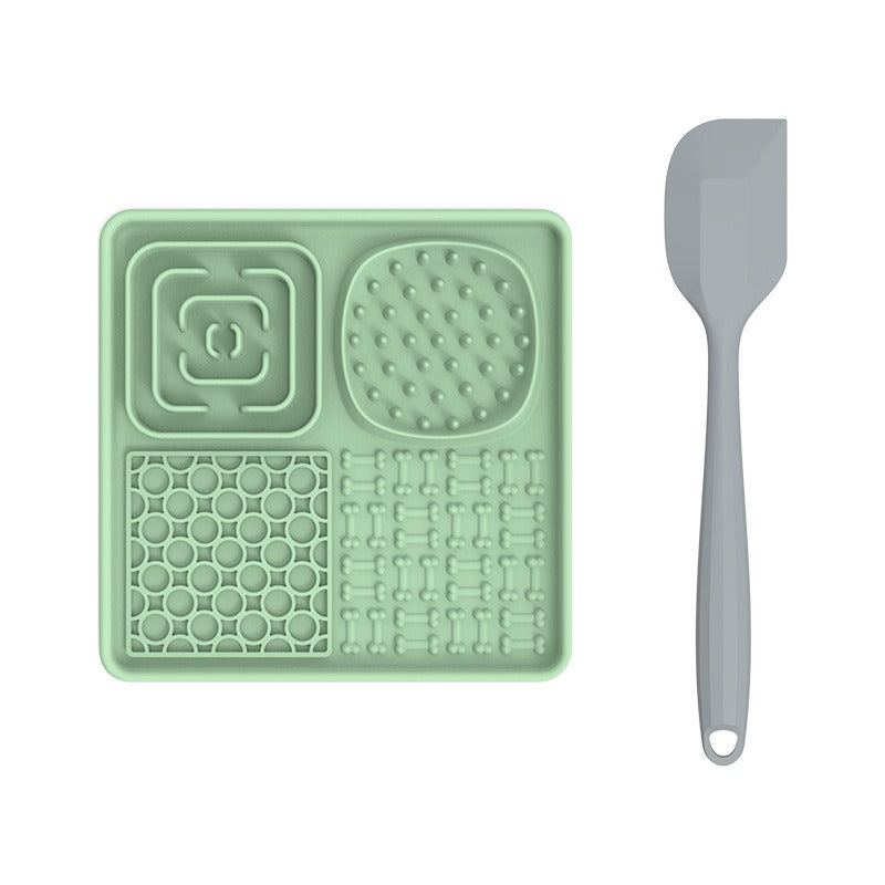 Tapis de léchage multi-surfaces + Spatule Plateau plaisirs avec ventouses 8''x 8''et 12''x 8''