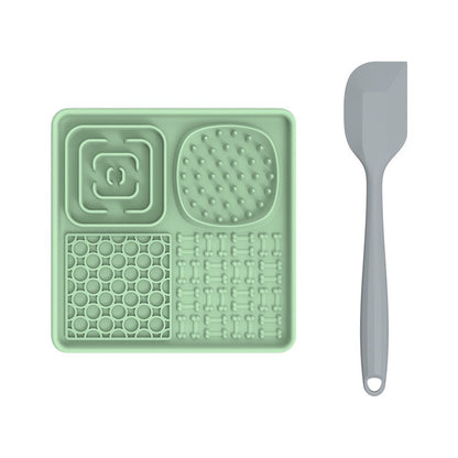 Tapis de léchage multi-surfaces + Spatule Plateau plaisirs avec ventouses 8''x 8''et 12''x 8''