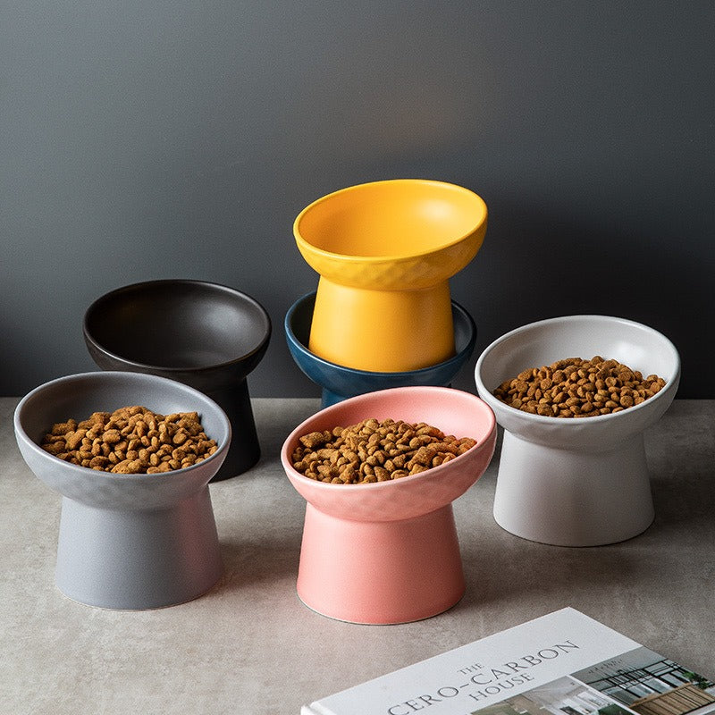 Élégant Bol en céramique à pied haut surélevé anti-renversement design unique pour chats et petits mammifères